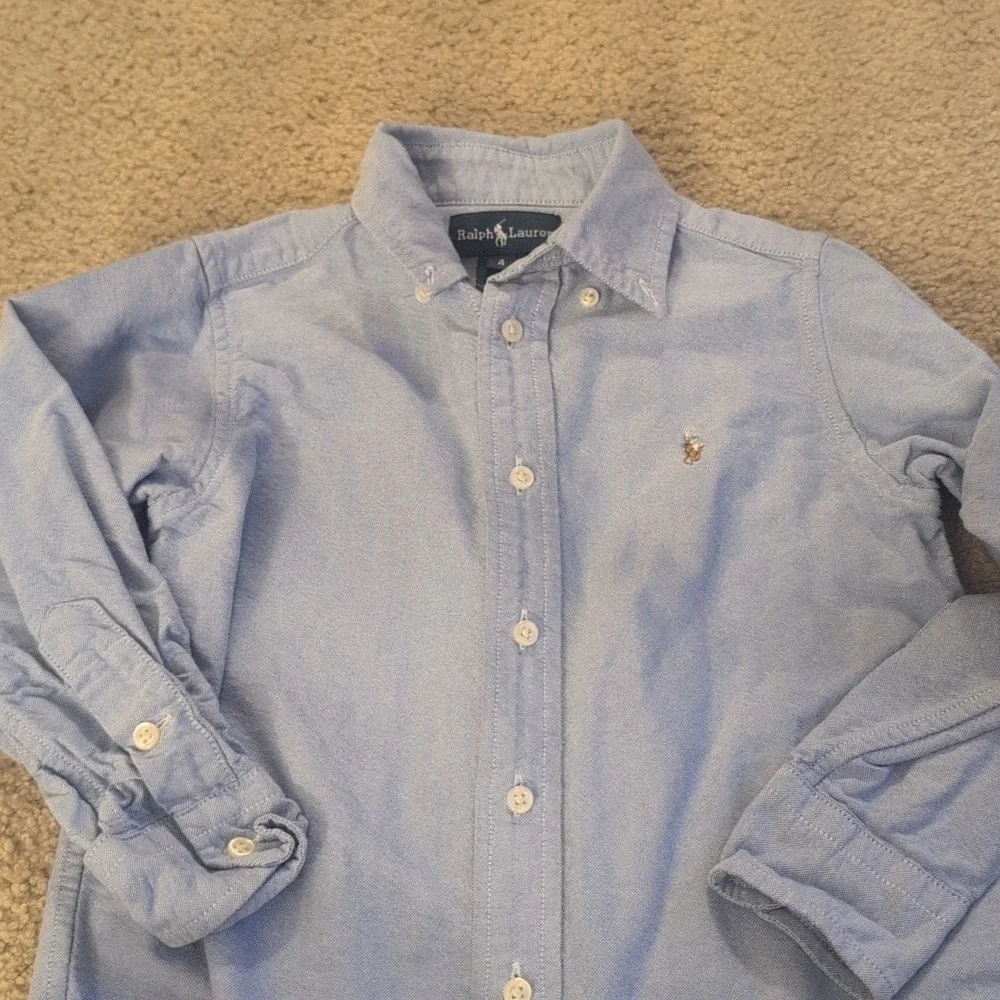 Ralph Lauren Light Blue Classic Long Sleeve Button Down Shirt Size 4